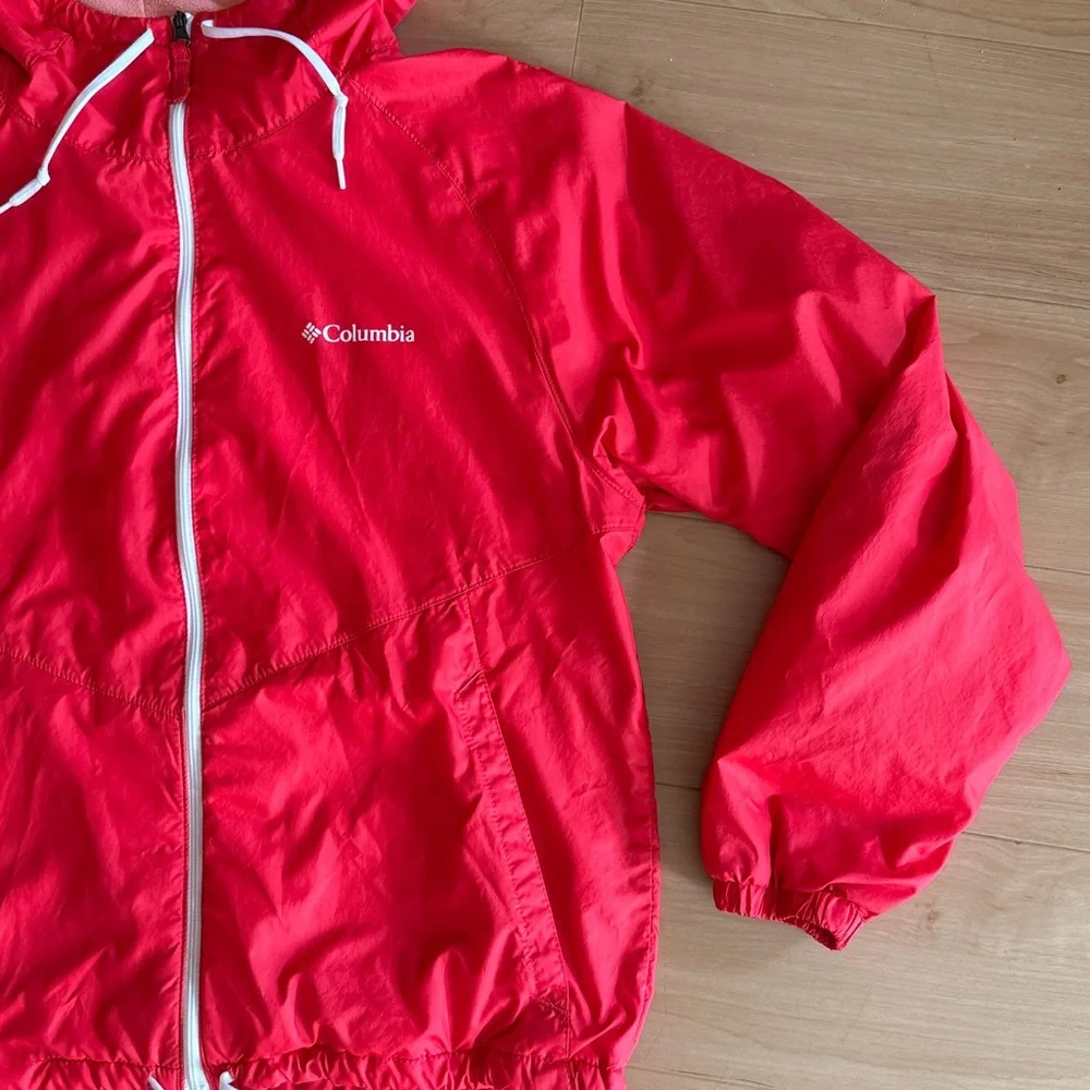 COLUMBIA GIRLS MAY VALLEY FLEECE HOODED WINDBREAKER SZ XL